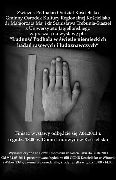 Ludność Podhala w świetle niemieckich badań rasowych i ludoznawczych - wystawa w Domu Ludowym